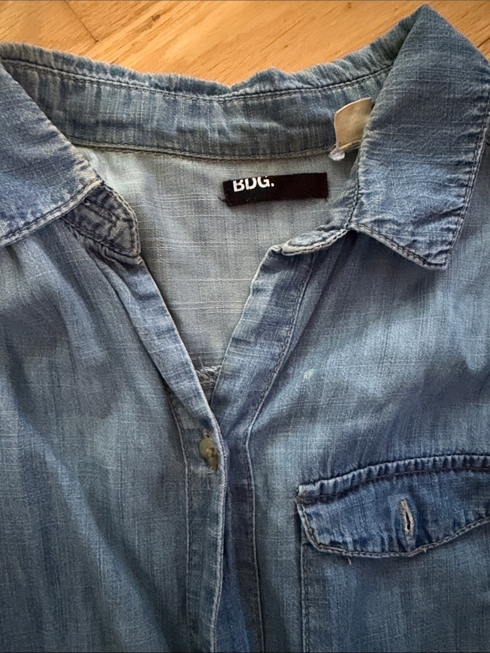 BDG Washed Blue Denim Button-Up Shirt